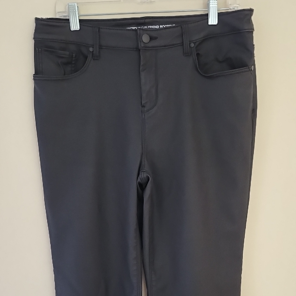 Chico's Coated Denim Bootcut Girlfriend Jeans Leather Look Size 2 Short Length